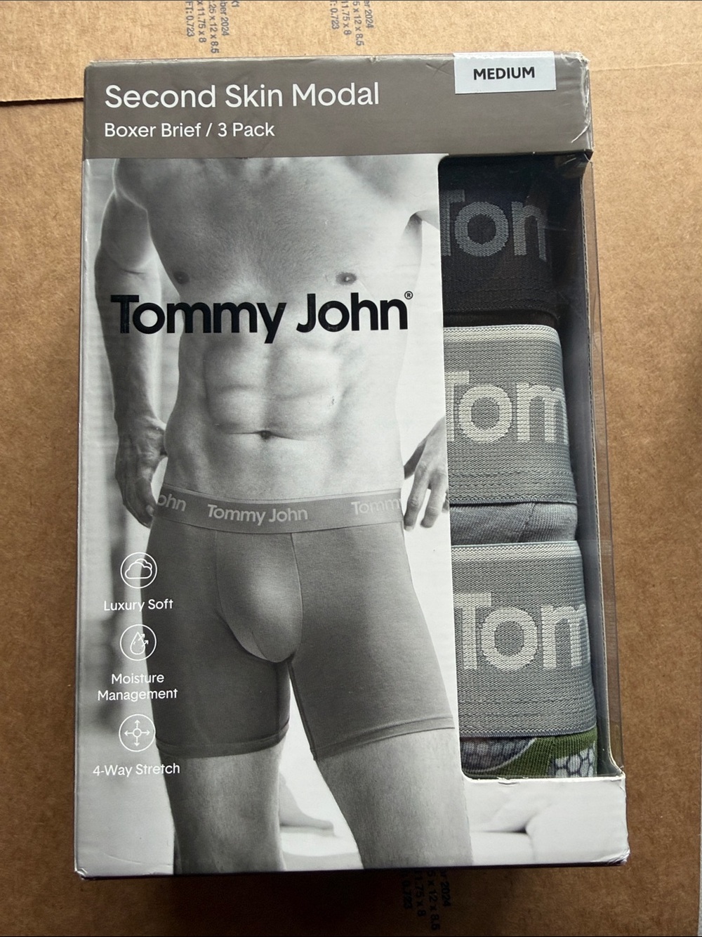 Tommy John Boxer Briefs 3-Pack in Black, Gray & Green Trim